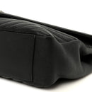 Sheepskin Matelasse Chevron Monogram Large College Satchel Black