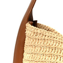 Raffia Calfskin Le 5 A 7 Small Hobo Natural Brick