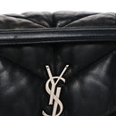 Lambskin Quilted Medium Loulou Puffer Monogram Chain Satchel Black