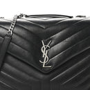 Calfskin Y Quilted Monogram Medium Loulou Chain Satchel Black