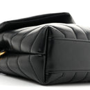 Calfskin Y Quilted Monogram Toy Loulou Crossbody Bag Black