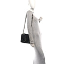 Sheepskin Matelasse Chevron Monogram Medium College Bag Black