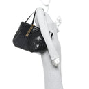 Calfskin Crocodile Embossed Greca Goddess Tote Bag Black