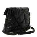 Lambskin Quilted Monogram Monochrome Medium Loulou Puffer Chain Satchel Black