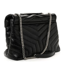 Calfskin Y Quilted Monogram Medium Loulou Chain Satchel Black