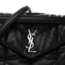 Lambskin Quilted Medium Loulou Puffer Monogram Chain Satchel Black