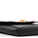 Calfskin Medusa Whipstitch Envelope Clutch Black White
