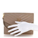 Grain De Poudre Matelasse Chevron Monogram Envelope Clutch Dark Beige