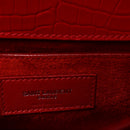 Calfskin Crocodile Embossed Medium Monogram Sunset Rouge Eros