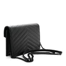 Grain De Poudre Matelasse Chevron Monogram Monochrome Envelope Chain Wallet Black