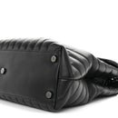 Calfskin Y Quilted Monogram Monochrome Large Loulou Chain Satchel Black