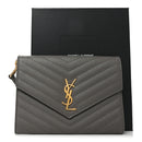 Grain De Poudre Matelasse Chevron Monogram Envelope Clutch Fog