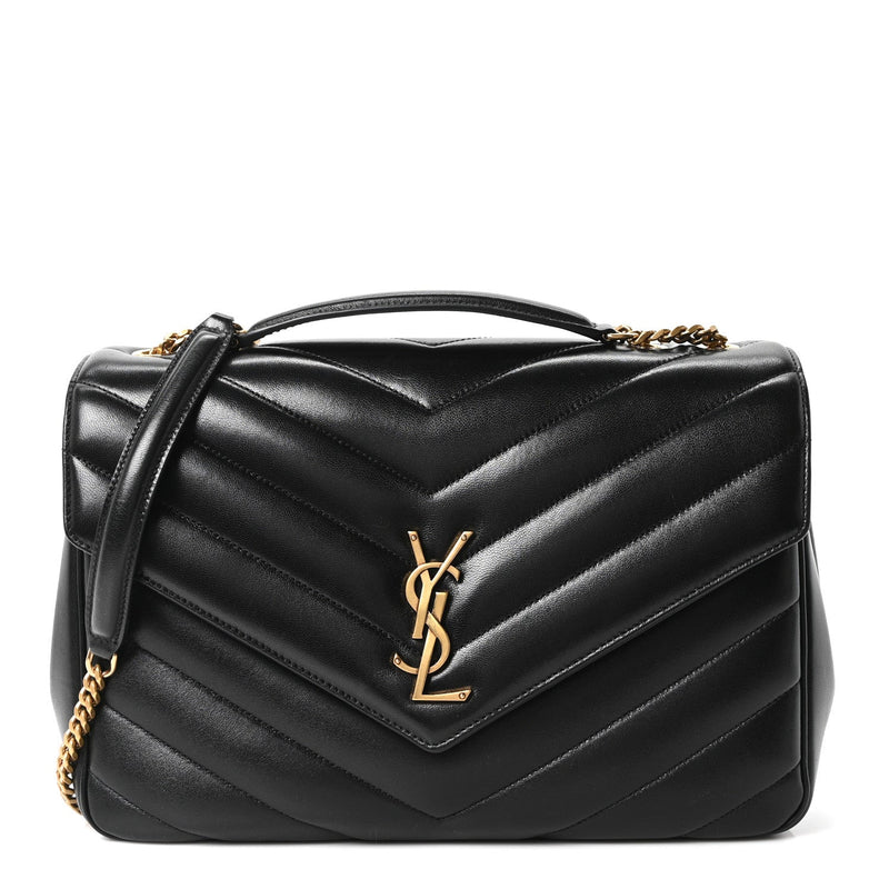 Lambskin Chevron Quilted Large LouLou Black
