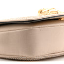 Satin Crystal Medusa Chain Clutch Beige