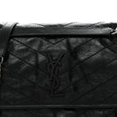 Crinkled Calfskin Matelasse Monogram Medium Niki Chain Satchel Black