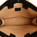Raffia Calfskin Rive Gauche Tote Naturale Black
