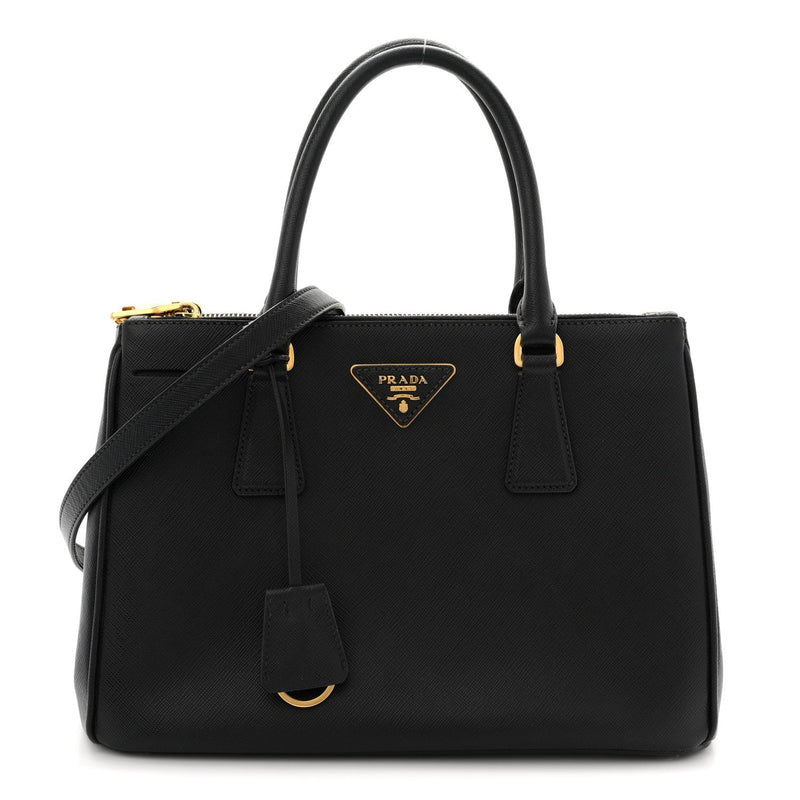Saffiano Small Galleria Double Zip Tote Black