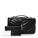 Lambskin Chevron Quilted Medium Loulou Black