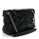 Lambskin Quilted Small Loulou Puffer Monogram Chain Satchel Black