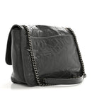 Crinkled Calfskin Matelasse Monogram Medium Niki Chain Satchel Storm