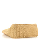 Yarn Raffia Effect Crochet Logo Embroidered Small Tote Bag Naturale