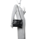 Crinkled Calfskin Matelasse Monogram Medium Niki Chain Satchel Black