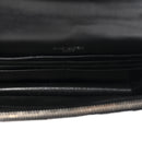 Grain De Poudre Matelasse Chevron Monogram Envelope Chain Wallet Black