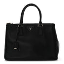 City Calf Hand Stitched Large Galleria Double Zip Tote Black