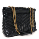 Calfskin Y Quilted Monogram Medium Loulou Chain Satchel Black