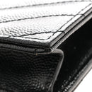 Grain De Poudre Matelasse Chevron Monogram Envelope Chain Wallet Black