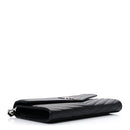 Grain De Poudre Matelasse Chevron Monogram Envelope Clutch Black