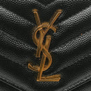 Grain De Poudre Matelasse Chevron Monogram Envelope Chain Wallet Black