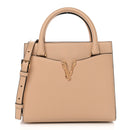 Grainy Calfskin Virtus Top Handle Tote Beige
