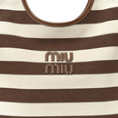 Canvas Calfskin Striped Ivy  Cacao Naturale