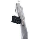 Calfskin Y Quilted Monogram Monochrome Medium Loulou Chain Satchel Black