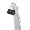 Lambskin Quilted Small Loulou Puffer Monogram Chain Satchel Black
