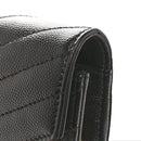 Grain De Poudre Matelasse Chevron Monogram Envelope Chain Wallet Black