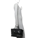 Glace Calf Twin Pocket Tote Black