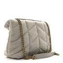 Jersey Quilted Toy Loulou Puffer Monogram Chain Satchel Chalk Beige