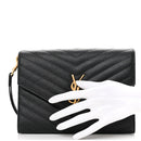 Grain De Poudre Matelasse Chevron Monogram Envelope Clutch Black