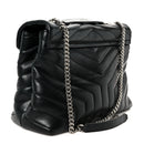 Calfskin Y Quilted Monogram Medium Loulou Chain Satchel Black