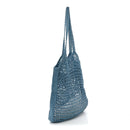Yarn Raffia Effect Crochet Logo Embroidered Tote Bag Celeste