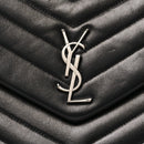 Calfskin Y Quilted Monogram Large Loulou Chain Satchel Black
