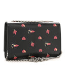 Calfskin Medium Heart Bolts Monogram Kate Satchel Black