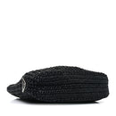 Yarn Raffia Effect Crochet Small Logo Tote Black