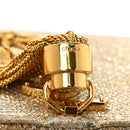Metallic Canvas Woven Small Classic Monogram Kate Tassel Chain Wallet Gold