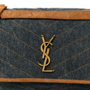 Denim Suede Monogram Medium Niki Chain Satchel Blue Cinnamon