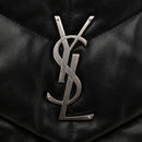 Lambskin Quilted Medium Loulou Puffer Monogram Chain Satchel Black