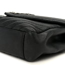 Sheepskin Matelasse Chevron Monogram Monochrome Medium College Bag Black