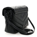 Calfskin Y Quilted Monogram Monochrome Toy Loulou Crossbody Bag Black